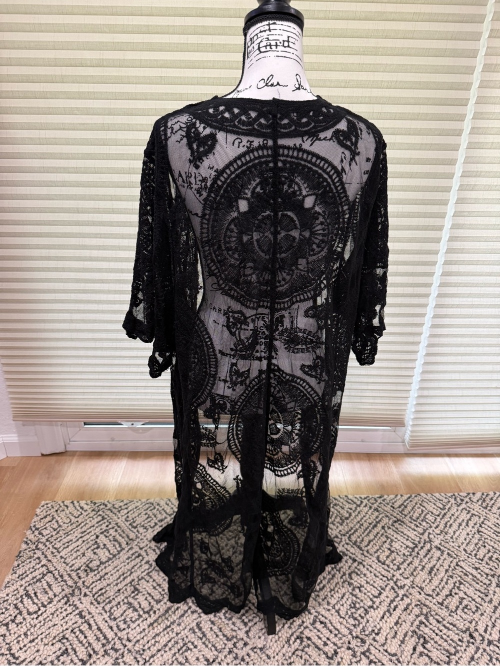 Black Sheer Lace Swim Cardigan - Picture 2 of 5